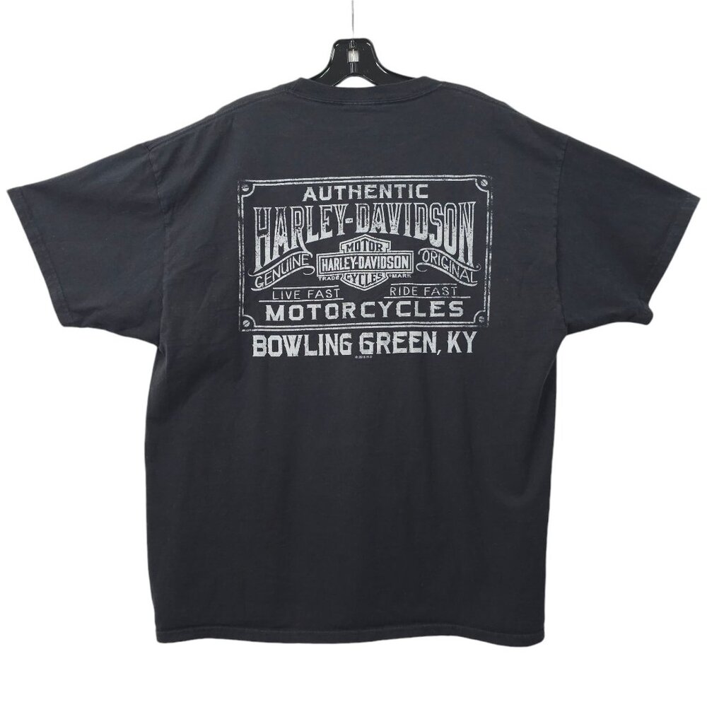Harley Davidson T Shirt Mens XL Double Sided Live Fast Ride Fast Bowling Green